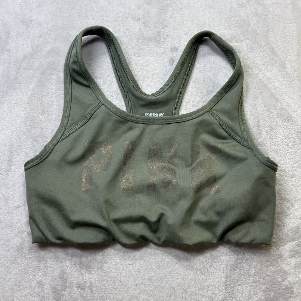 Victoria Secret PINK Ultimate Sports Bra Olive Green‎ Womens Medium